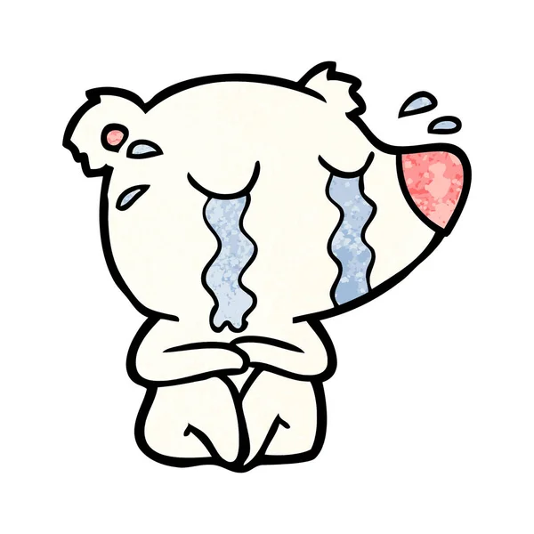 Triste Poco Polar Oso Dibujos Animados — Vector de stock