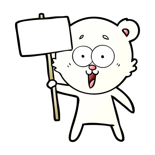 Urso Polar Com Desenho Animado Sinal Protesto — Vetor de Stock