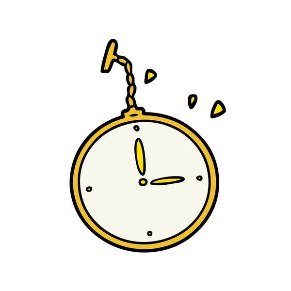 Ilustração Vetorial Relógio Bolso Dos Desenhos Animados — Vetor de Stock