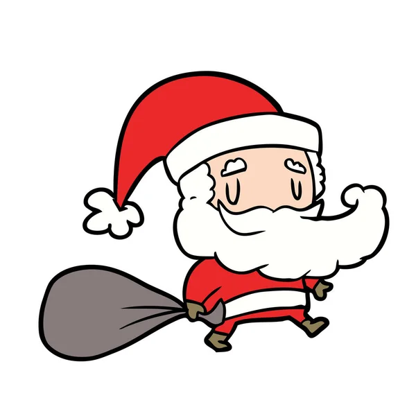Desenho Animado Santa Claus Levando Saco Presentes —  Vetores de Stock