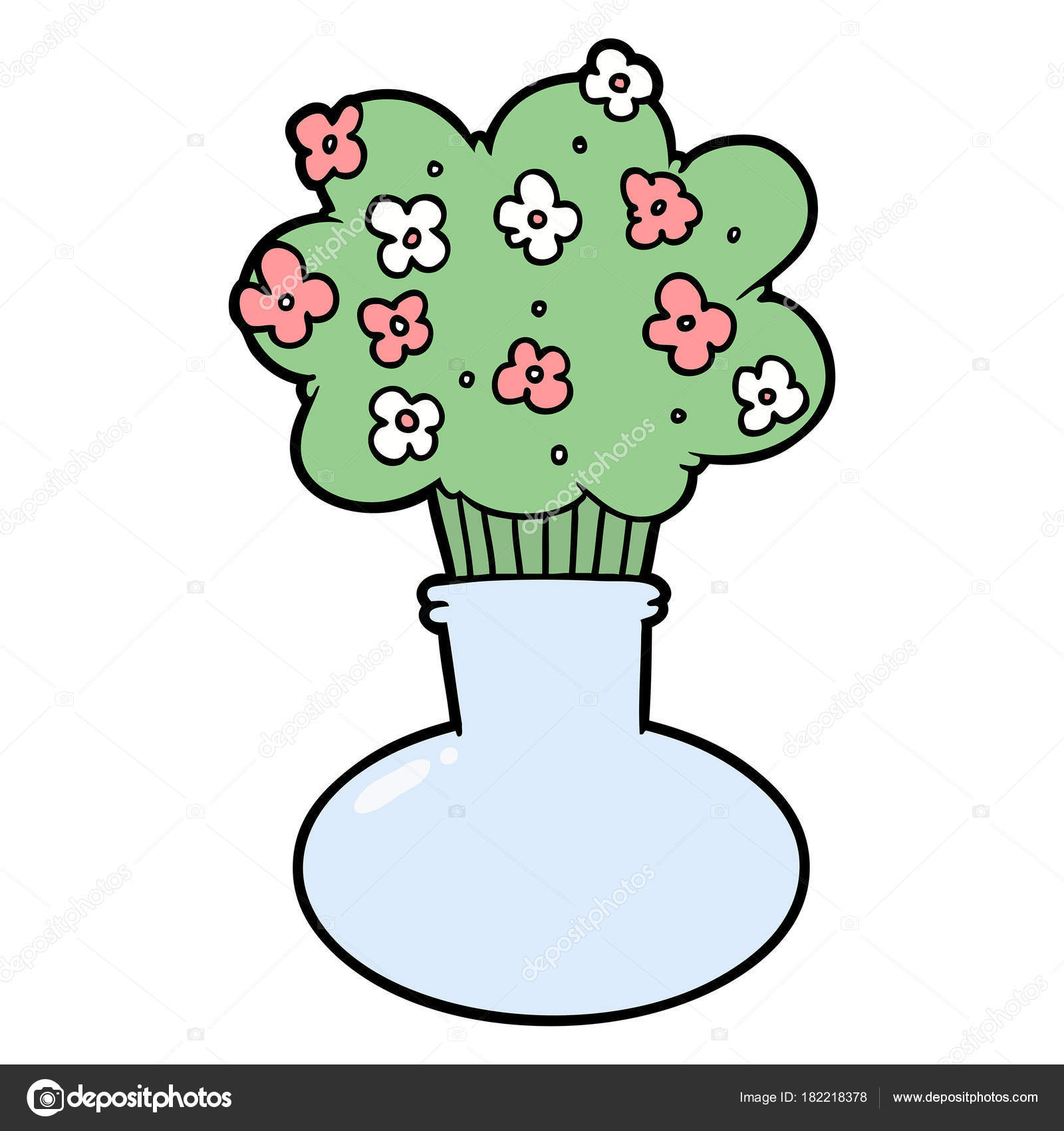 Cartoon Flowers Vase Stock Illustration by ©lineartestpilot 182218378