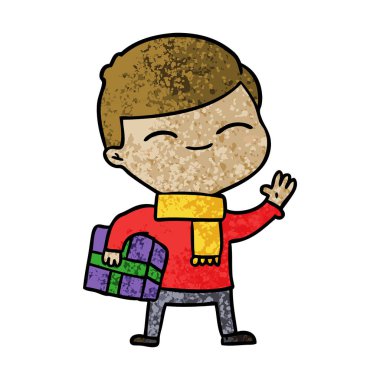 karikatür hediye ile boy gülümseyerek