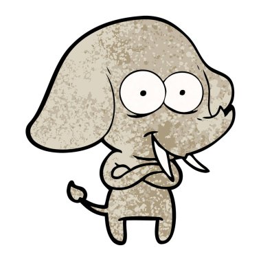 mutlu çizgi film fil vektör çizim