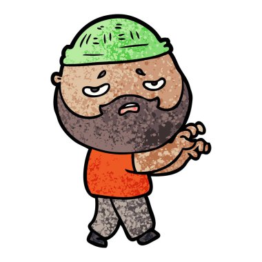 Sakallı endişeli adam çizgi film