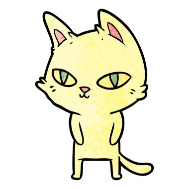 parlak gözleri ile karikatür kedi