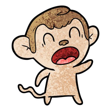 bağırarak karikatür maymun vektör çizim