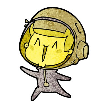 mutlu karikatür astronot vektör çizim