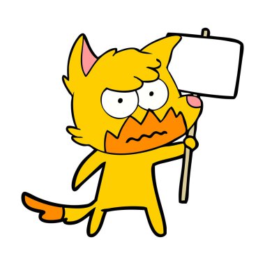 Tilki çizgi film karakteri protesto işareti ile