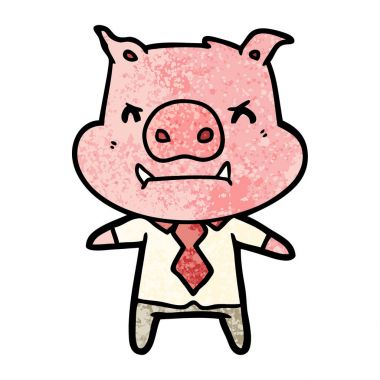 kızgın çizgi film domuz vektör çizim