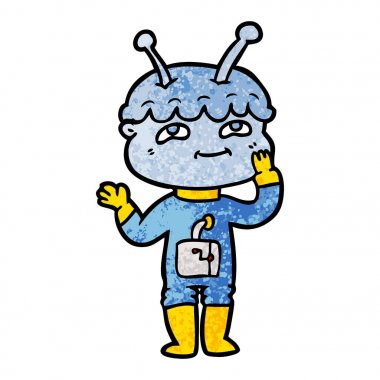 sürpriz karikatür spaceman vektör çizim