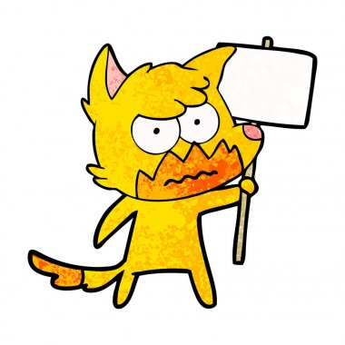 Tilki çizgi film karakteri protesto işareti ile