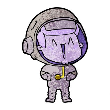 mutlu karikatür astronot vektör çizim