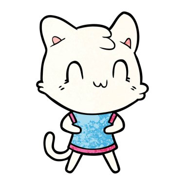 vektör çizim karikatür mutlu kedi