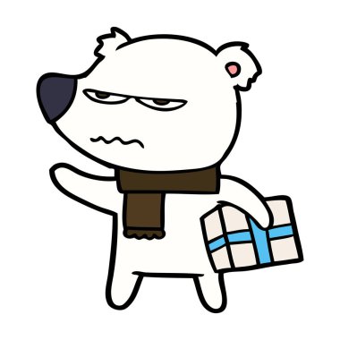 Kutup ayısı Noel mevcut karikatür ile