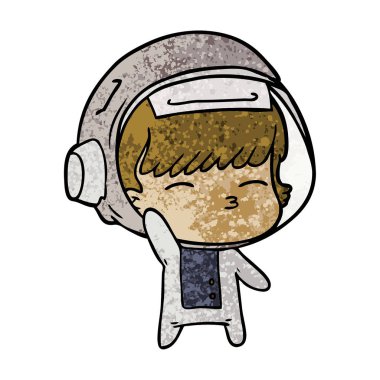 çizgi film meraklı astronot sallayarak