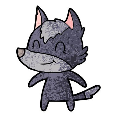 vektör çizim dostu karikatür kurt