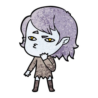 Çizgi filmdeki vampir kızın vektör çizimi