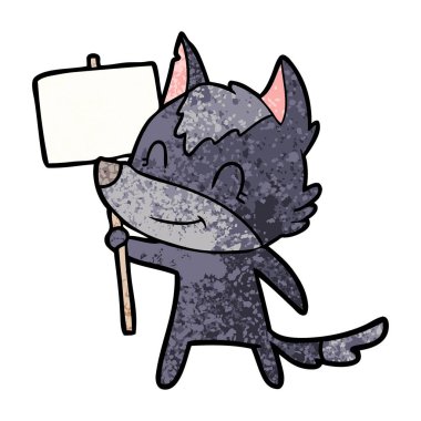 vektör çizim dostu karikatür kurt