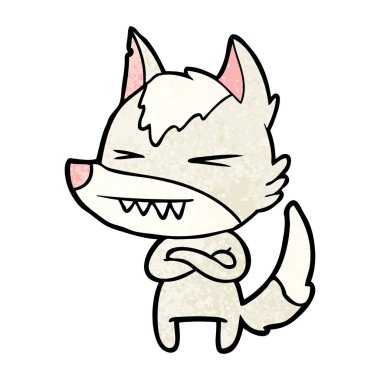 vektör çizim öfkeli wolf çizgi film