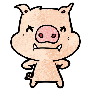 kızgın çizgi film domuz vektör çizim