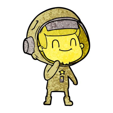 mutlu karikatür astronot vektör çizim