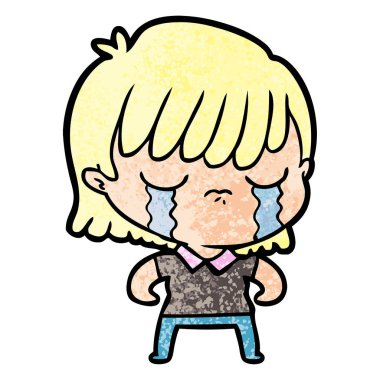 vektör çizim karikatür kadının ağladığını