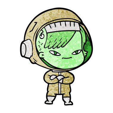 vektör çizim karikatür astronot kadın