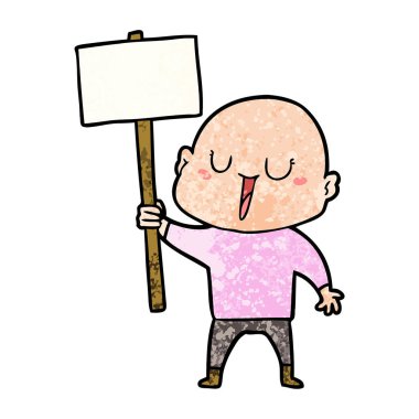 mutlu karikatür kel adam işareti ile