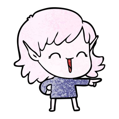 vektör çizim karikatür elf kızı