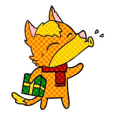 Tilki çizgi film karakteri ile hediye