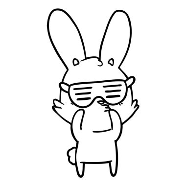 meraklı bunny çizgi vektör çizim