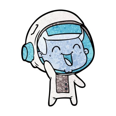 mutlu karikatür astronot vektör çizim
