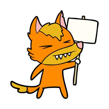 Tilki çizgi film karakteri protesto işareti ile