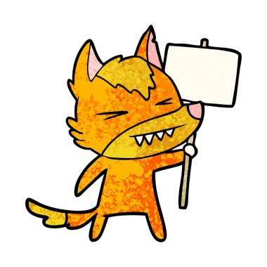 Tilki çizgi film karakteri protesto işareti ile