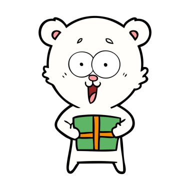 Kutup ayısı Noel mevcut karikatür ile