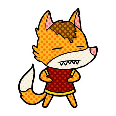 Tilki çizgi film karakteri vektör çizim