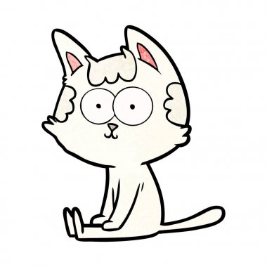 vektör çizim karikatür mutlu kedi