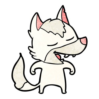 vektör çizim karikatür kurt gülen