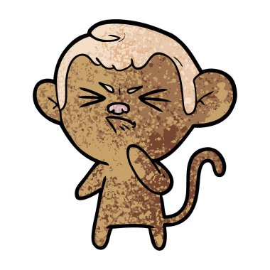 Vektör çizim üzerinde beyaz izole karikatür kızgın maymun