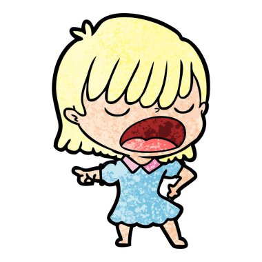 yüksek sesle konuşuyor karikatür kadın