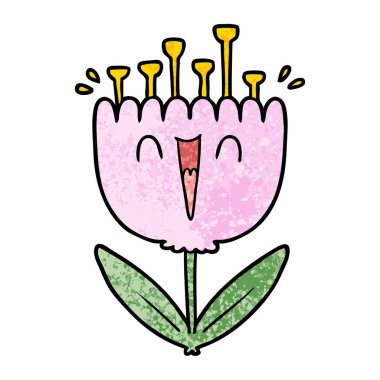 Çizgi film çiçeğinin vektör illüstrasyonu