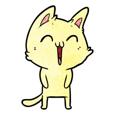 vektör çizim karikatür mutlu kedi