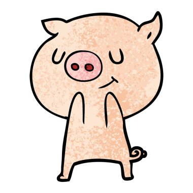 mutlu karikatür domuz vektör çizim