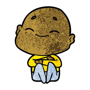 mutlu karikatür kel adam