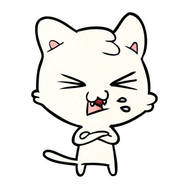 vektör çizim karikatür kedi tıslama