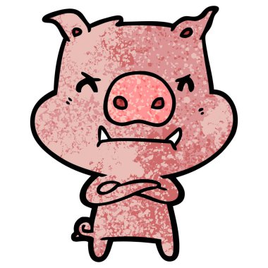 kızgın çizgi film domuz vektör çizim