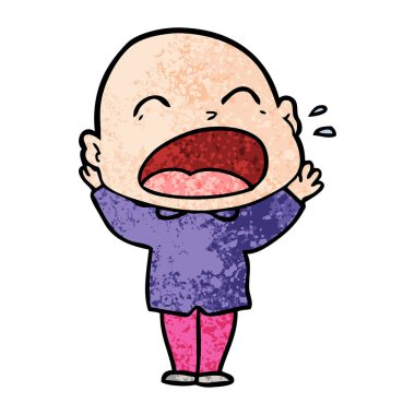 karikatür bağırarak kel adam