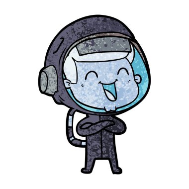 mutlu karikatür astronot vektör çizim