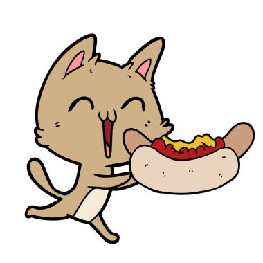 vektör çizim karikatür mutlu kedi