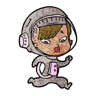 vektör çizim karikatür astronot kadın